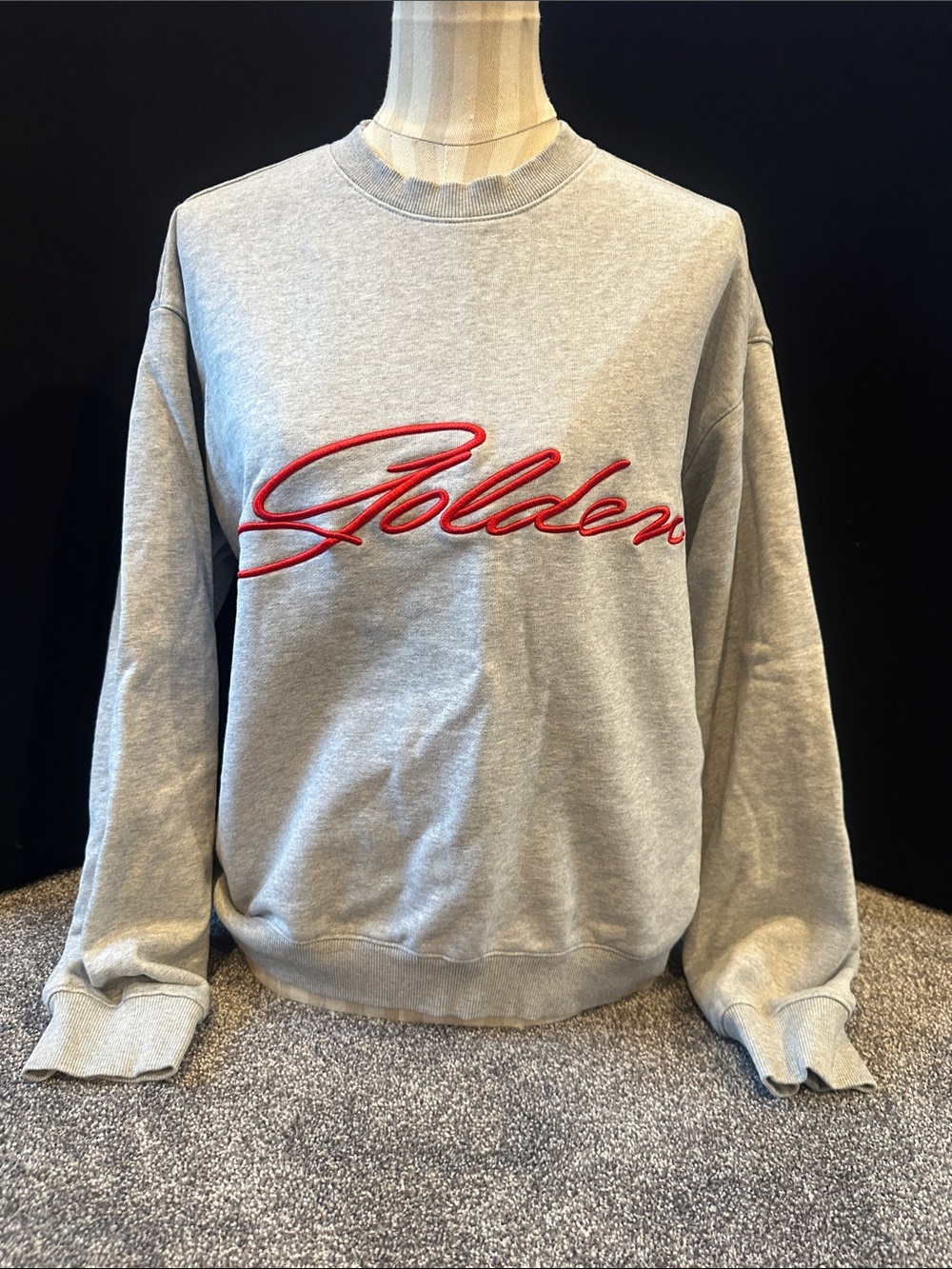 H&M Gray Crewneck Sweatshirt with Red Script Logo